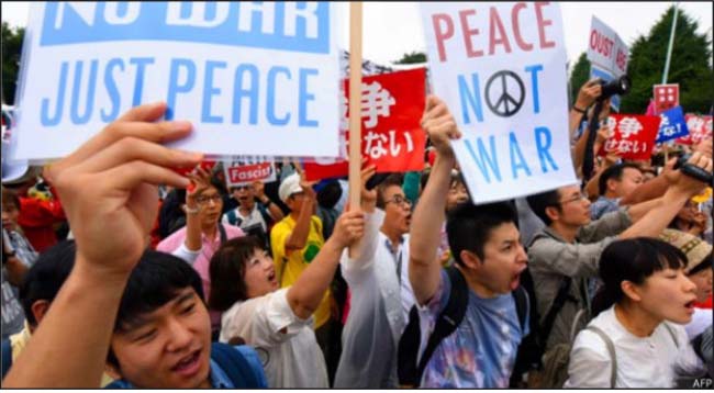 هزاران جاپانی با قانون جدید اعزام نیرو به خارج کشور مخالفت کردند